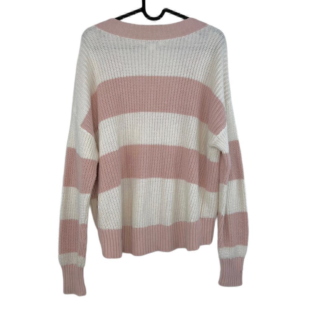 American Eagle Oversized Slouchy V Neck Pullover Striped Knit Sweater Size Small - Picture 3 of 6